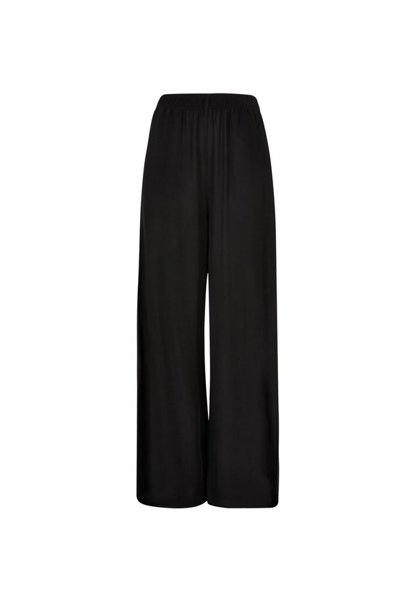 Urban Classics - Luźne Spodnie Damskie Z Szerokimi Nogawkami Z Wiskozy. Kolor: czarny. Materiał: wiskoza. Długość: długie