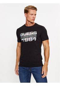 Guess T-Shirt M3BI77 J1314 Czarny Slim Fit. Kolor: czarny. Materiał: bawełna