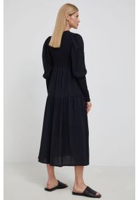 GESTUZ - Gestuz sukienka kolor czarny maxi rozkloszowana. Kolor: czarny. Materiał: tkanina, materiał, wiskoza. Długość rękawa: długi rękaw. Długość: maxi #5