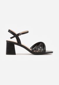 Renee - Czarne Sandały VICES Eleganckie z Ozdobnymi Paseczkami na Słupku Dalea. Okazja: na randkę, na imprezę. Kolor: czarny. Materiał: satyna. Obcas: na słupku. Styl: elegancki #6