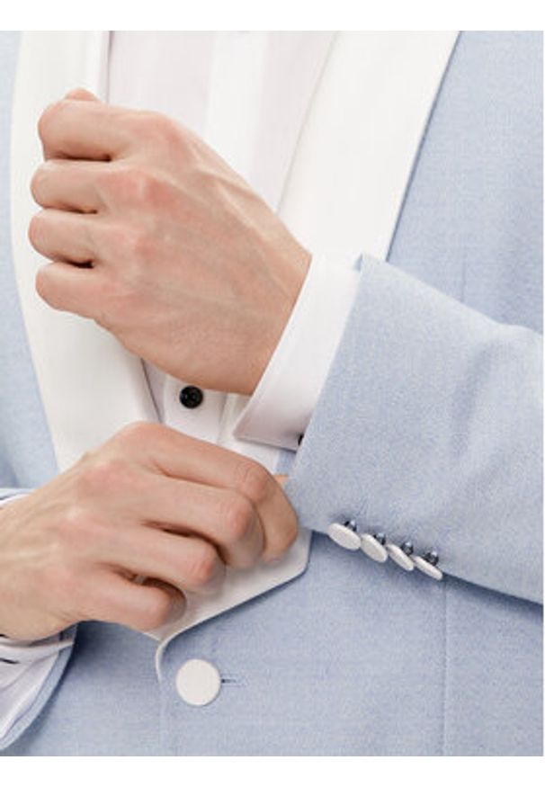 Hugo Marynarka Henry242E1X 50513750 Błękitny Slim Fit. Kolor: niebieski. Materiał: syntetyk