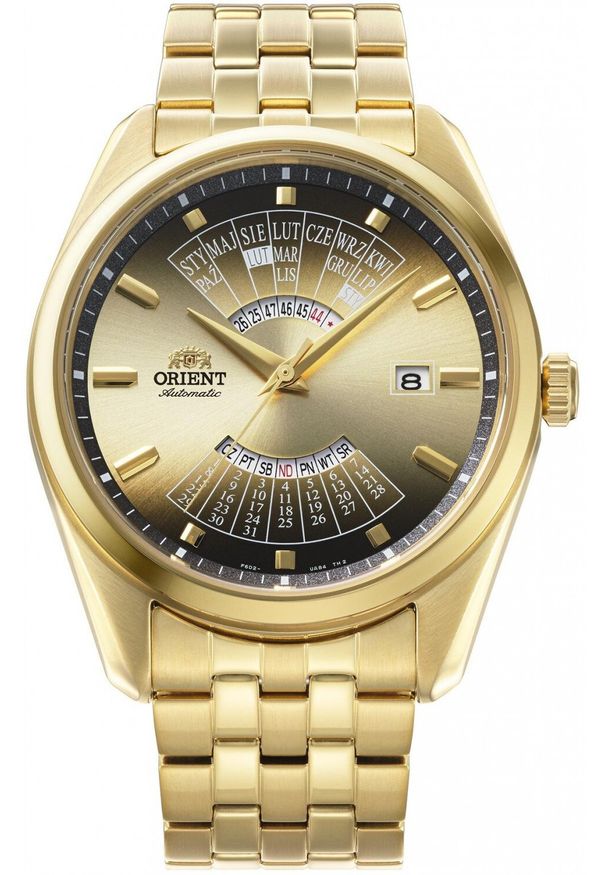 orient - Zegarek męski Orient RA-BA0007G3YB złoty. Kolor: złoty