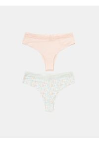Sinsay - Majtki brazyliany z koronką 2 pack - wielobarwny. Materiał: koronka. Wzór: koronka