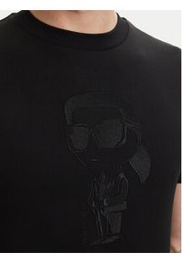 Karl Lagerfeld - KARL LAGERFELD T-Shirt 755040 563225 Czarny Regular Fit. Typ kołnierza: dekolt w karo. Kolor: czarny. Materiał: bawełna #3