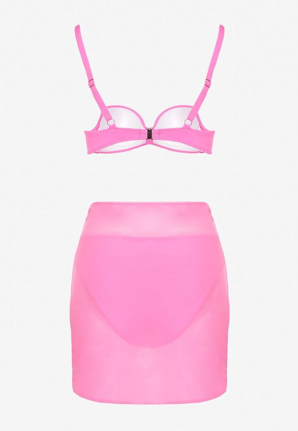 Born2be - Fuksjowe Bikini Biustonosz z Marszczeniem i Majtki Figi z Dodatkowym Paero Ulosora. Kolor: różowy
