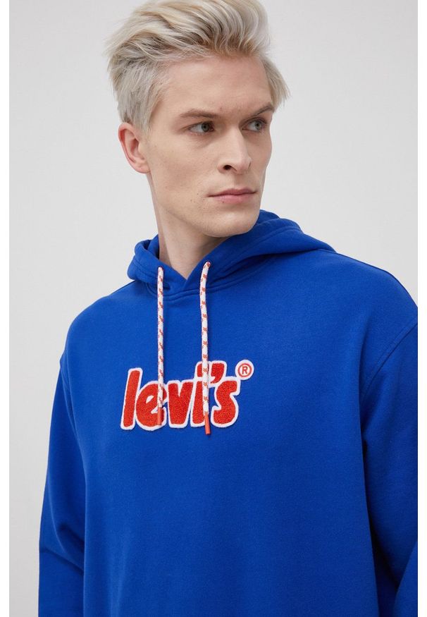 Levi's® - Levi's - Bluza. Okazja: na spotkanie biznesowe. Kolor: niebieski. Materiał: dzianina. Wzór: aplikacja. Styl: biznesowy