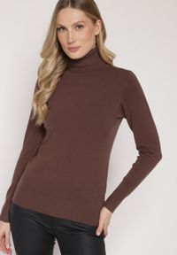 Born2be - Brązowy Golf Sweter z Wiskozą i Kaszmirem Zailaya. Okazja: na co dzień. Typ kołnierza: golf. Kolor: brązowy. Materiał: wiskoza, kaszmir. Styl: casual #5