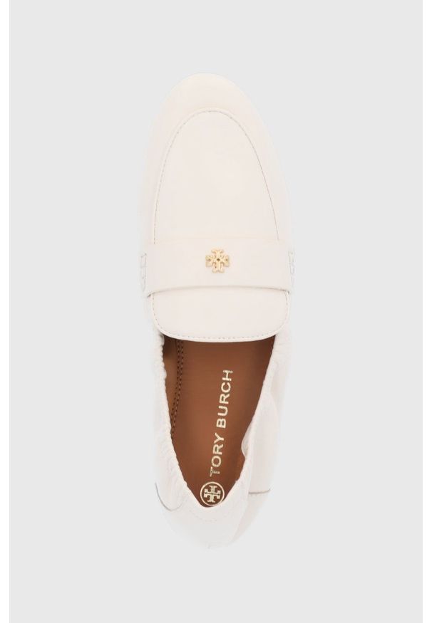 Tory Burch - Mokasyny skórzane. Nosek buta: okrągły. Kolor: beżowy. Materiał: skóra