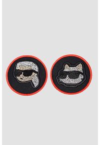Karl Lagerfeld - KARL LAGERFELD Czapka z daszkiem damska ze zmiennym logo na rzep Ikon. Kolor: czarny. Wzór: aplikacja