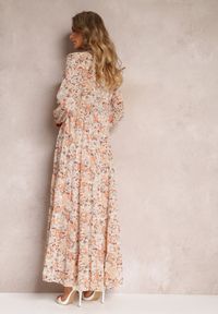 Renee - Różowa Koszulowa Sukienka Maxi w Kwiaty z Falbaną na Dole Nilmisse. Kolor: różowy. Wzór: kwiaty. Typ sukienki: koszulowe. Długość: maxi #3