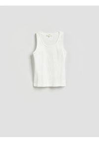 Reserved - Top z bawełną - złamana biel. Materiał: bawełna