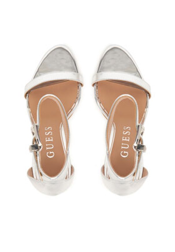 Guess Sandały FLPINS LEL03 Srebrny. Kolor: srebrny. Materiał: skóra