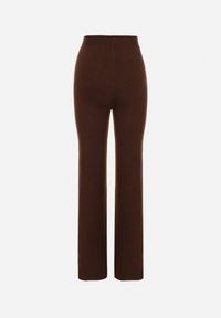 Born2be - Brązowe Ocieplane Spodnie Dzianinowe o Szerokim Kroju Miorea. Okazja: na spacer. Kolor: brązowy. Materiał: dzianina #5