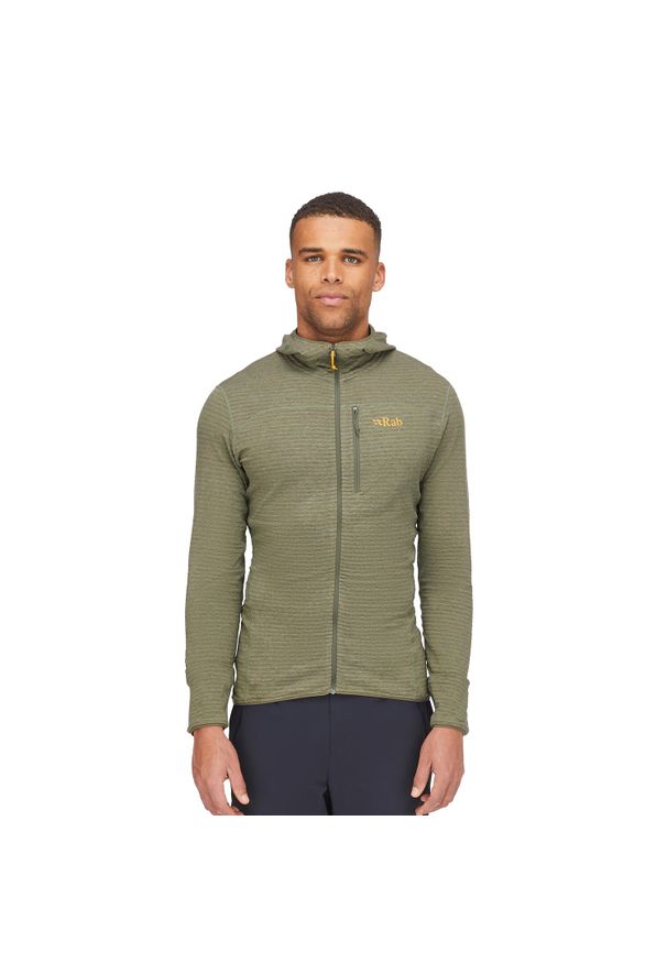 Bluza z kapturem męska Rab Men's Ascendor Light Hoody rozpinana. Typ kołnierza: kaptur. Kolor: zielony