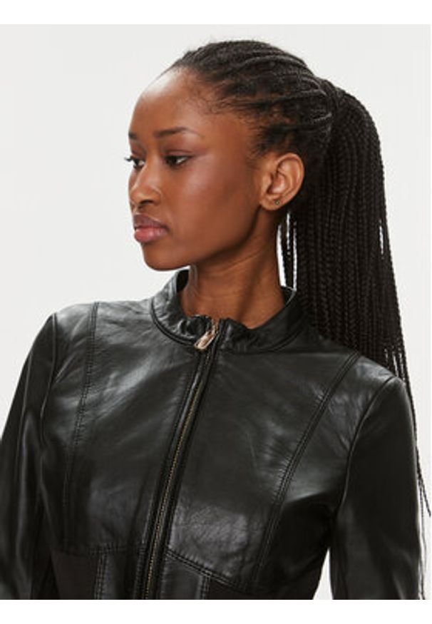 Pinko Kurtka skórzana Giano Giubbino. 103010 A1KB Czarny Regular Fit. Kolor: czarny. Materiał: bawełna