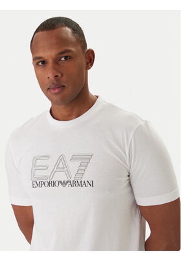 EA7 Emporio Armani T-Shirt 7M001307 AF10375 Biały Regular Fit. Kolor: biały. Materiał: bawełna