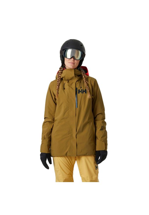 Damska kurtka narciarska Helly Hansen Powshot. Kolor: brązowy. Sezon: zima. Sport: narciarstwo