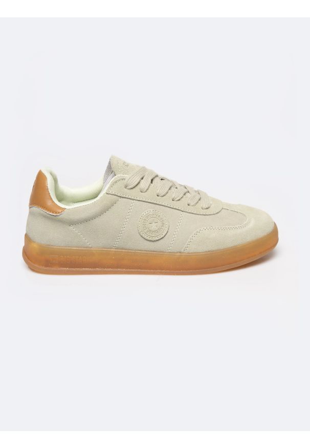 Big-Star - Sneakersy damskie ze skóry naturalnej zamszowej pistacjowe RR274848 300. Okazja: na co dzień. Kolor: zielony. Materiał: zamsz, skóra