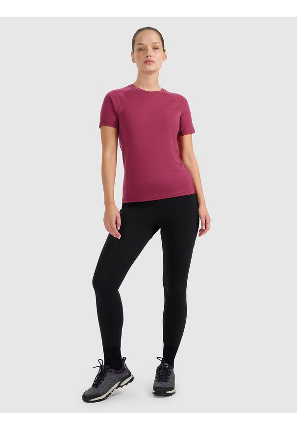 4f - 4F Koszulka trekkingowa z wełną merino damska - różowa XL. Kolor: różowy. Materiał: wełna
