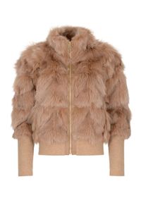 Ochnik - Futro damskie ze ściągaczami w rękawach. Okazja: na co dzień. Typ kołnierza: bez kaptura. Kolor: brązowy. Materiał: futro. Styl: sportowy, casual #5