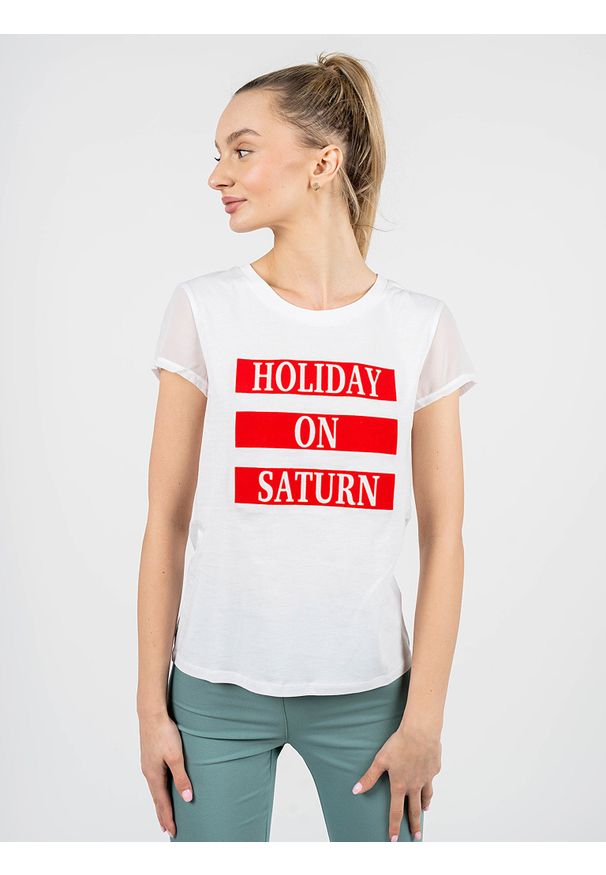 Patrizia Pepe T-Shirt | 2J2218 A4XM | Kobieta | Biały. Kolor: biały. Materiał: bawełna. Długość rękawa: krótki rękaw. Długość: krótkie. Wzór: nadruk