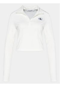 Calvin Klein Jeans Bluzka Polo Collar Milano Regular Top J20J222556 Biały Regular Fit. Typ kołnierza: polo. Kolor: biały. Materiał: syntetyk #2