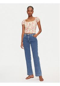Guess Bluzka W5GP13 KCVA1 Beżowy Slim Fit. Kolor: beżowy. Materiał: bawełna #4