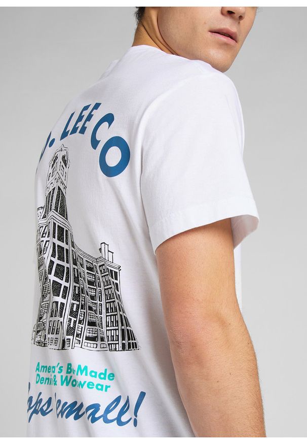 Lee - LEE BEST CHOICE TEE MĘSKI T-SHIRT KOSZULKA LOGO NADRUK BRIGHT WHITE L65GFELJ 112145352. Wzór: nadruk