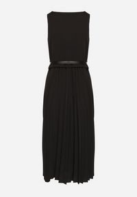 Born2be - Czarna Sukienka Bez Rękawów z Plisami i Paskiem z Klamrą Iffale. Okazja: na spacer, na co dzień. Kolor: czarny. Długość rękawa: bez rękawów. Styl: casual, klasyczny #5