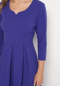 Born2be - Fioletowa Rozkloszowana Sukienka z Rękawem 3/4 Nomiel. Okazja: na spotkanie biznesowe. Typ kołnierza: dekolt w kształcie V. Kolor: fioletowy. Typ sukienki: rozkloszowane. Styl: biznesowy, klasyczny, elegancki #5