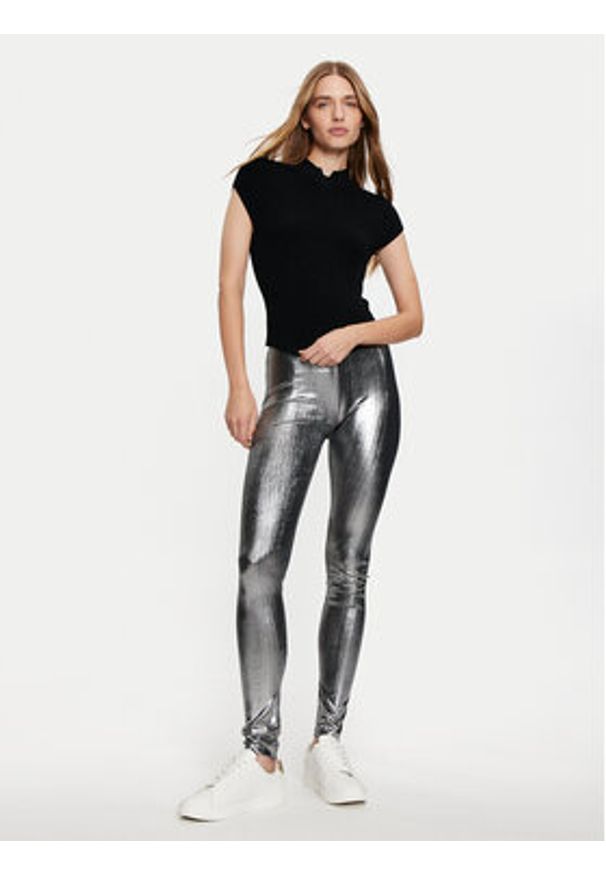 Karen by Simonsen Legginsy Regitze 10105220 Srebrny Slim Fit. Kolor: srebrny. Materiał: syntetyk