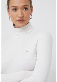 TOMMY HILFIGER - Tommy Hilfiger longsleeve damski kolor czarny z półgolfem. Kolor: biały. Długość rękawa: długi rękaw #5