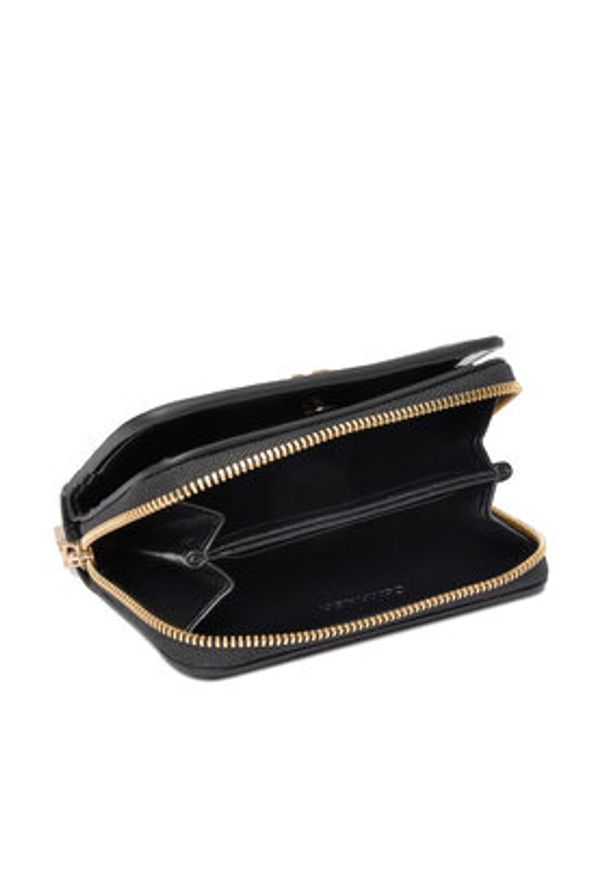 Calvin Klein Portfel Ck Croc Medium Flap Zip Around LV04F1095G Czarny. Kolor: czarny. Materiał: skóra