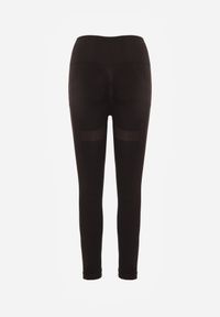 Born2be - Brązowe Legginsy z Wysokim Stanem z Modelującymi Wstawkami Onorata. Okazja: na co dzień. Stan: podwyższony. Kolor: brązowy. Materiał: prążkowany. Długość: krótkie. Styl: casual #4