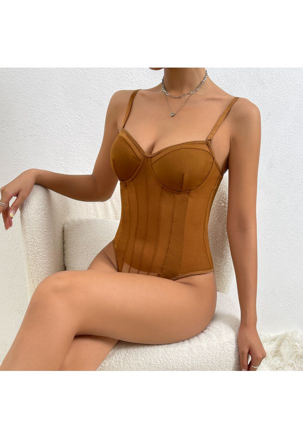 Intica - Body usztywniane z szerokimi ramiączkami modelujące sylwetkę Cicilia. Materiał: materiał