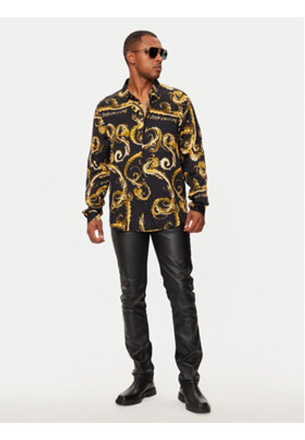 Versace Jeans Couture Koszula 77GAL2R0 Czarny Regular Fit. Kolor: czarny. Materiał: wiskoza