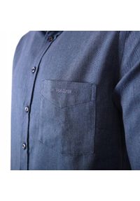 Casualowa Koszula, Kołnierzyk Button Down - Pako Jeans - Granat, Jodełka. Okazja: na co dzień. Typ kołnierza: button down. Kolor: niebieski. Materiał: bawełna. Wzór: jodełka. Sezon: lato. Styl: casual #3