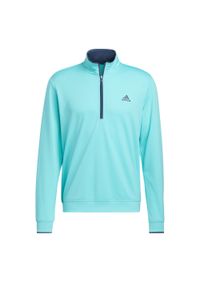 Adidas - Kurtka 1/4 zip adidas. Typ kołnierza: golf. Kolor: niebieski. Materiał: materiał. Sport: golf
