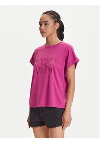 Emporio Armani T-Shirt EW000616 AF12187 UA227 Różowy Loose Fit. Kolor: różowy. Materiał: wiskoza