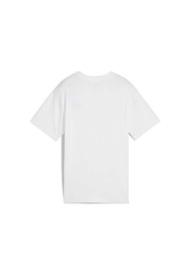Puma - Młodzieżowa luźna koszulka ESS z małym logo No. 1 PUMA White. Kolor: biały. Materiał: prążkowany. Wzór: haft