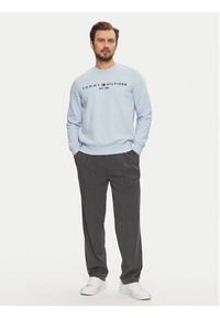 TOMMY HILFIGER - Tommy Hilfiger Bluza Logo MW0MW11596 Błękitny Regular Fit. Kolor: niebieski. Materiał: syntetyk, bawełna