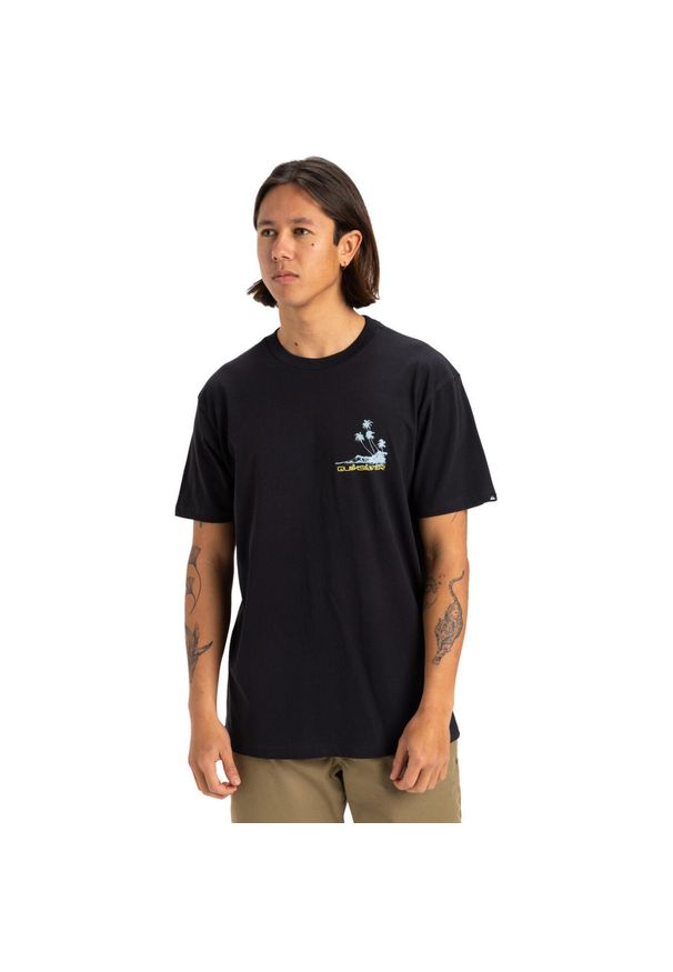 Quiksilver - Koszulka z krótkim rękawem dla Mężczyzn PALM LINES Czarny. Kolor: brązowy, zielony, wielokolorowy. Materiał: materiał, bawełna. Długość rękawa: krótki rękaw. Długość: krótkie