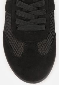 Born2be - Czarne Sneakersy Typu Tenisówki z Siateczkowymi Wstawkami Corigoria. Okazja: na co dzień. Kolor: czarny. Materiał: jeans #4