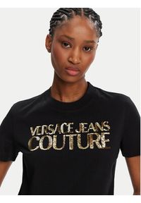 Versace Jeans Couture T-Shirt 78HAHE02 Czarny Regular Fit. Kolor: czarny. Materiał: bawełna #3