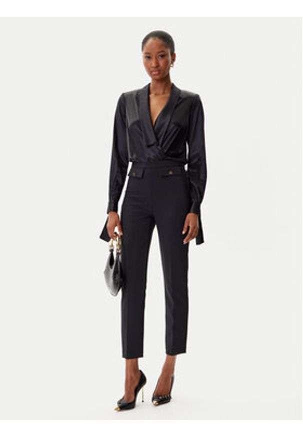 Elisabetta Franchi Body CB-007-57E2-V490 Czarny Regular Fit. Kolor: czarny. Materiał: jedwab