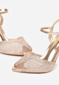 Renee - Szampańskie Eleganckie Sandały na Szpilce Ozdobione Cyrkoniami Viofera. Zapięcie: sprzączka. Kolor: złoty. Materiał: jeans. Wzór: aplikacja. Sezon: lato. Obcas: na szpilce. Styl: elegancki #7