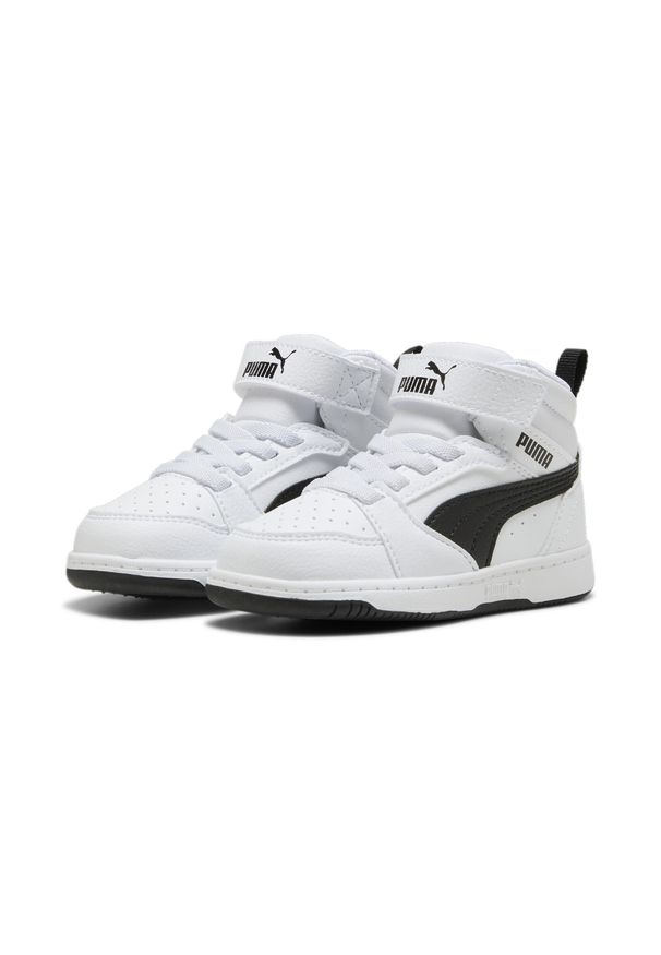 Puma - Buty do chodzenia dla dzieci PUMA Rebound V6 Mid. Kolor: czarny, biały, wielokolorowy. Sport: turystyka piesza