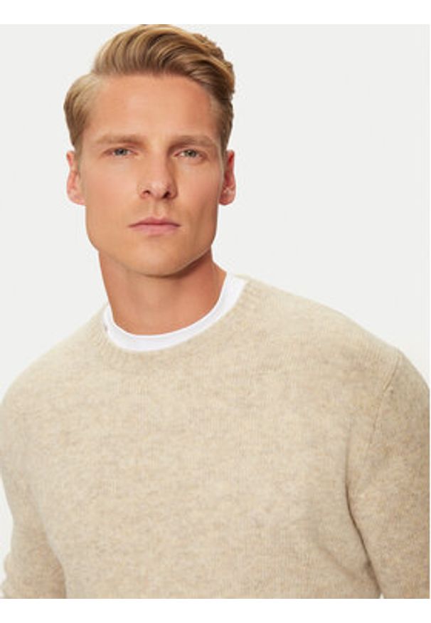 United Colors of Benetton - United Colors Of Benetton Sweter 103MK1N24 Beżowy Regular Fit. Kolor: beżowy. Materiał: wełna