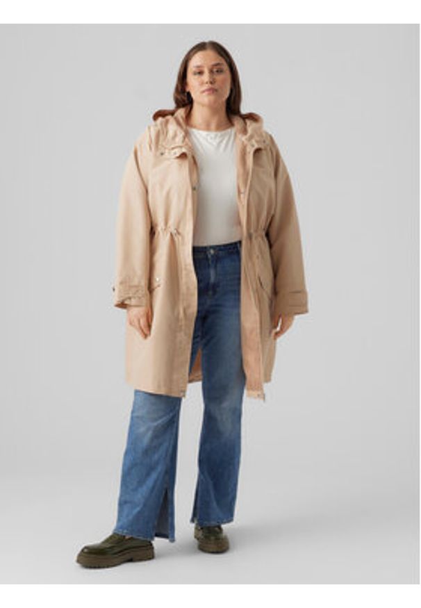Vero Moda Curve Płaszcz przejściowy 10287156 Brązowy Regular Fit. Kolor: brązowy. Materiał: syntetyk