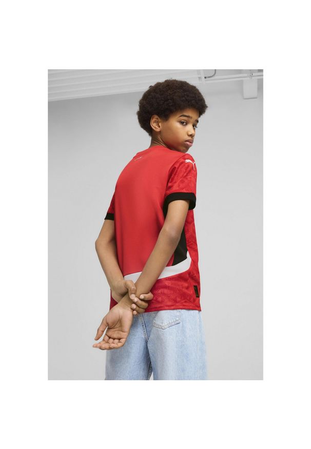 Puma - Młodzieżowa koszulka domowa Egipt 2025 PUMA Red Black. Kolor: czerwony, wielokolorowy, czarny